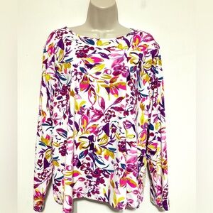 Lands end 1 X long sleeve multicolor floral top